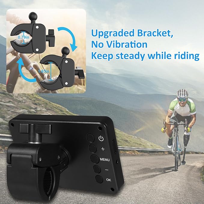Shkalacar Bicycle Rear View Camera Handlebar Bike Mirror, 4.3'' Monitor 1080P Rechargeable Night Vision 150° Wide Angle View 360° Adjustable Bracket for Mountain Bicycle, Road Bike, E-bike