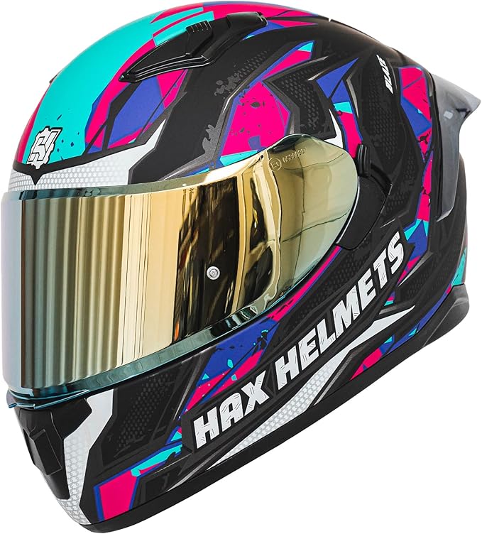 HAX Obsidian Full Face Dual Visor Adult Motorcycle Helmet for Motorbike Street Bike with Pinlock Ready DOT Approved (Blaze Fuchsia,XL)
