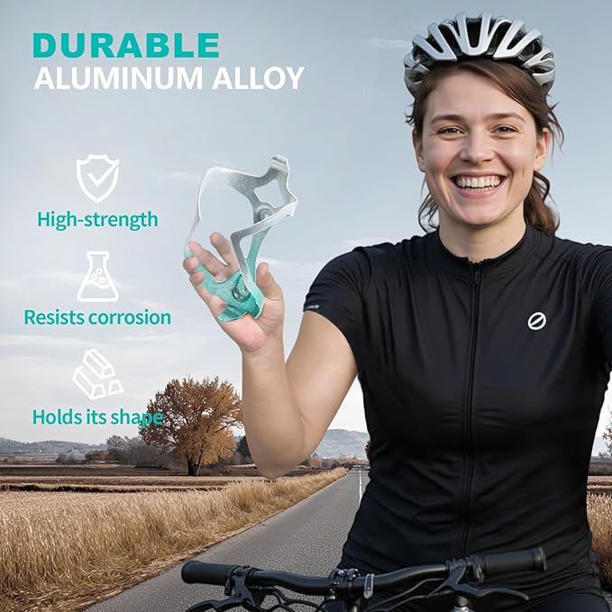 Bike Water Bottle Holder Bicycle Cage for Mountain Road MTB Gravel Adult Bikes Cycling Universal Carrier Rack 1 Pack Aluminum Alloy Ultralight Kettle Drink Accessories Greenish Cyan