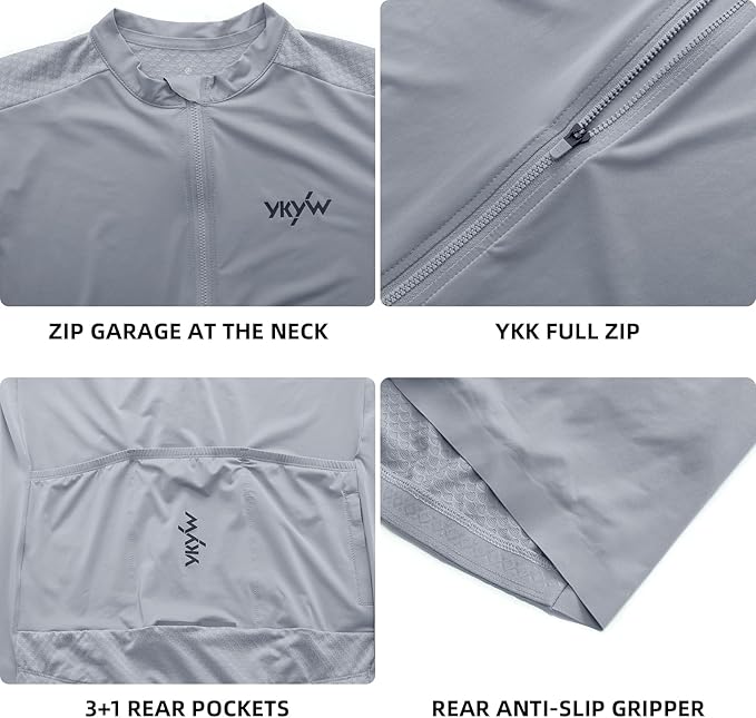 YKYWBIKE Cycling Jersey Men Long Sleeves Bike Jersey with Pockets Biking Shirts for Men Cycling Breathable MTB Biker Shirts