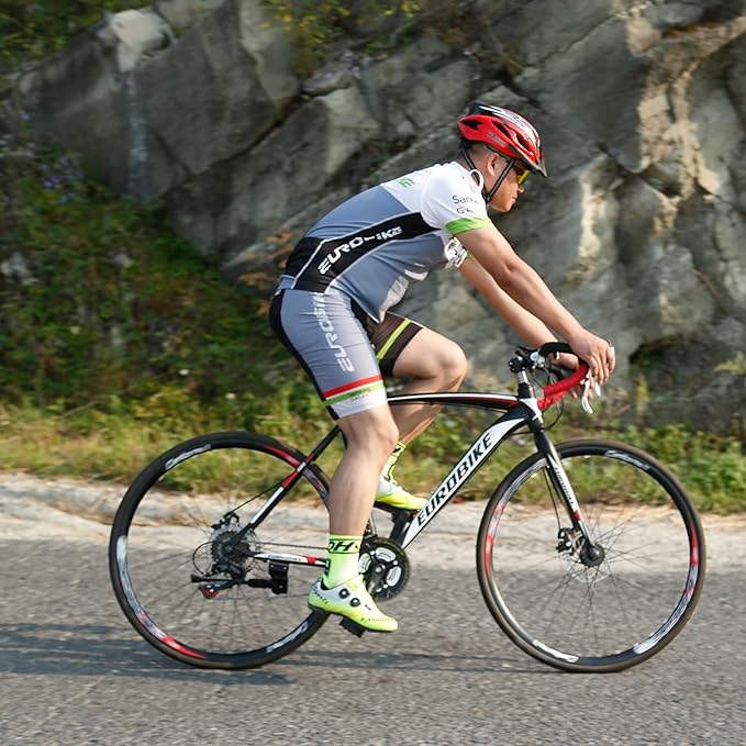 EUROBIKE Road Bike,49 /54cm Frame Road Bicycle for Men and Women,21 Speed Adult Bike,Disc Brake 700C Bike,Blackwhite