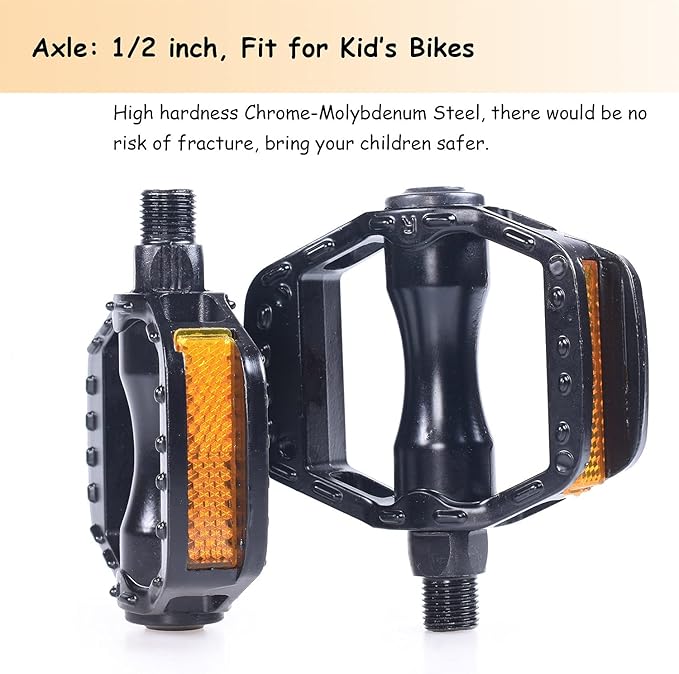 ThinkTop Aluminium Alloy Kids Bike Pedal, 1/2-Inch Bike Pedals Platform Flat Ultra Strong Fit for 12" 14" Boys Girls Bike