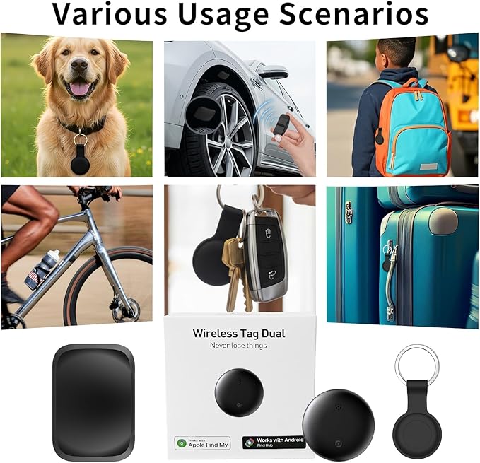 2 Pack GPS Tracker for Vehicles, Works with Android & iOS Apple Find My, No Monthly Fee or Subscription, Hidden Magnetic Car Tracking Device, Mini Smart Tags Finder for Kids, Dogs, Keys, Luggage