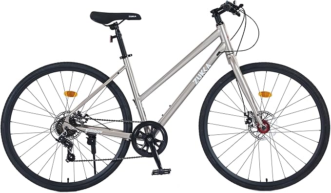 7 Speeds Road Bike Hybrid Bike for Men and Women, 700C Wheels Racing Bicycle, Commuter Bicycle,City Bicycles，Double Disc Brakes,Commuting Cycle，Multiple Colors