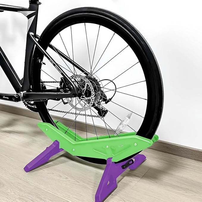 Bike Stand Portable Floor Rack For Bicycle Park Adjustable Bike Floor Stand Storage Fit 20"-29" Mountain Road Bicycle for Home Garage Parking,Green Purple