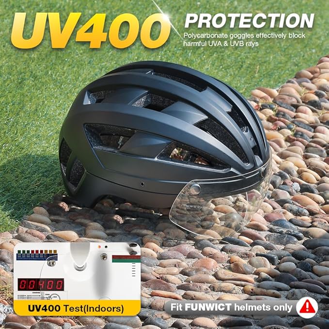 Magnetic Bike Helmet Goggles, Removable/Detachable Sun Visors Shield for Cycling Bicycle Helmet FW001
