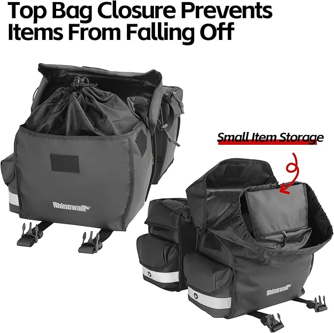 Rhinowalk Bike Pannier Bag 40L Double Pannier Bags Saddle Bags Carrying Handle With Reflective Trim Professional Cycling Accessories-Black