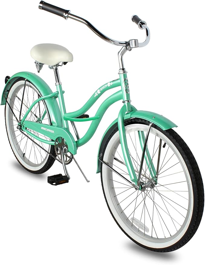 MICARGI 24/26 Inch Adult Cruiser Bicycle Hybrid Bike 1/7 Speeds Commuter Bike for Women, Men, Seniors,Step-Through or Step-Over Bike Steel Frame Multi Colors Style