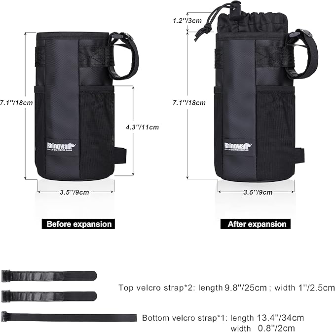 Rhinowalk Bike Handlebar Water Bottle Bag Drink Cup Holder Bicycle Front Insulated Stem Bag