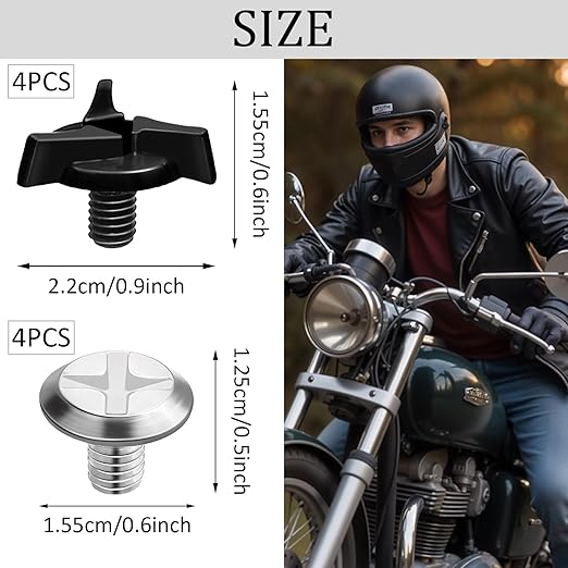 16Pcs Motorcycle Helmet Visor Screws Kit, Universal Dirt Bike Helmet Fasteners, Plastic & Alloy Motorcycle Mask Visor Clips with Washers, Replacement Screw for Football Hockey Helmet Accessories