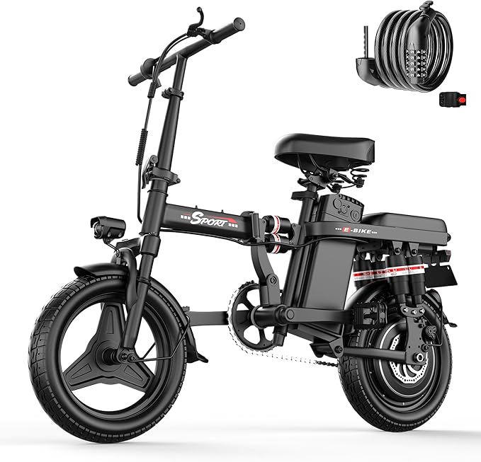 Electric Bike for Adults Teens, 1200W Peak Motor, 25MPH Folding E-Bike, 480/720Wh Battery, 45 Miles Range, Advanced 6/8 Point Suspension, 14" Compact Electric Bicycle with Pedals for Commuting