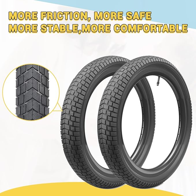12/16/20x2.125 Bike Tires 1/2 Pack 12/16/20 Inch Kids Folding Replacement Tire/Tube Suitable for Tires 12/20x2.1 12/16/20x2. 125 12/20x2.25, Multiple Colors