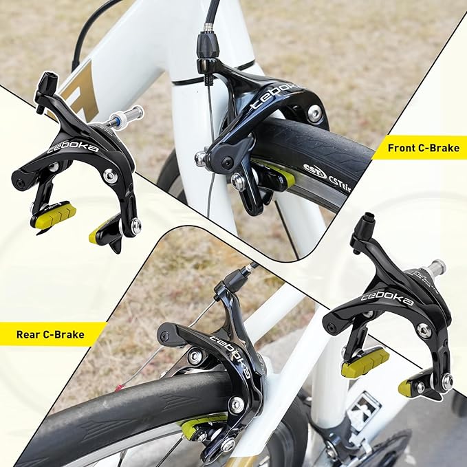 Dual Pivot C Brakes, Forged Aluminum Alloy Front and Rear Caliper Set, Road Bike Rim Brakes Compatible with 700c, Fits 19-26mm Rims, Max 30mm Tire Width, 2 Colors
