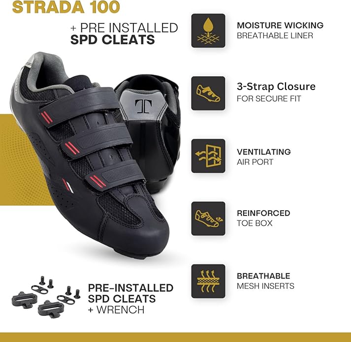 Tommaso Strada Mens SPD & Peloton Shoes—Ready-to-Ride with Peloton Delta Cleat or SPD Cleats for Indoor Bikes—Explore Vareity Cycling Shoes & Bike Accessories.