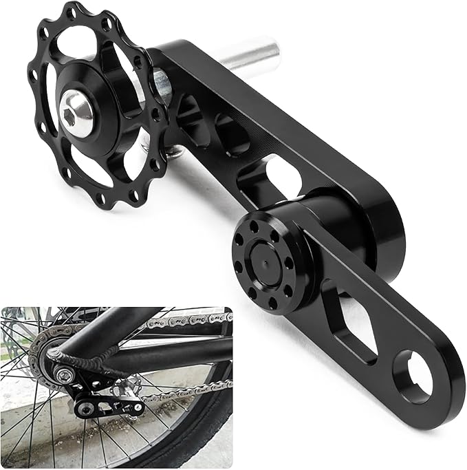 PSLER Bike Single Speed Chain Tensioner, Aluminum Alloy Bicycle Chain Guide with Derailleur Hanger, Foldable Bike Chain Stabilizer Replacement for MTB Road Cycling Accessories
