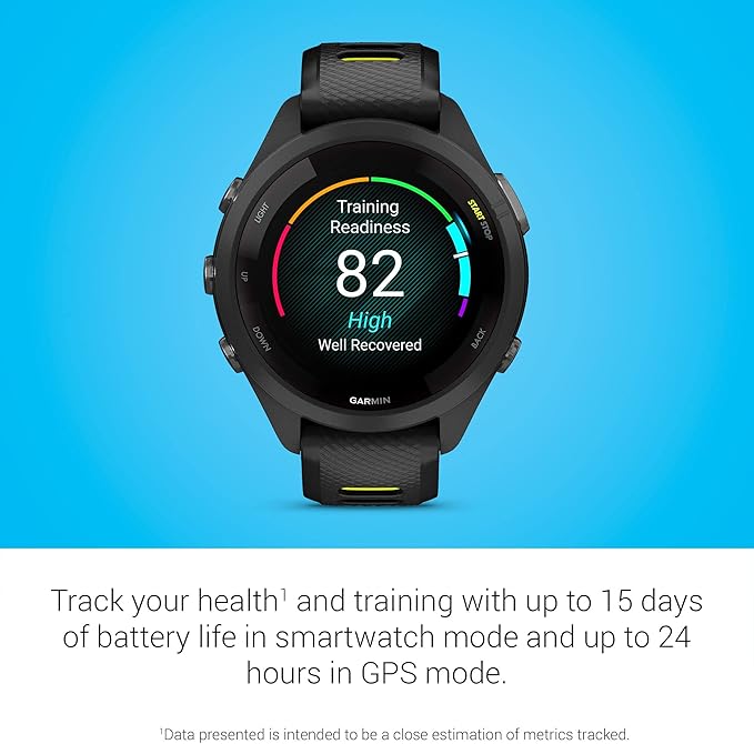 Garmin Forerunner 265S Advanced Multisport Touchscreen Smartwatch, Black | Heart Rate Monitor, Training Stats, Daily Suggested Workouts, Up to 15 Day Battery Life with Signature Series Charging Bundle