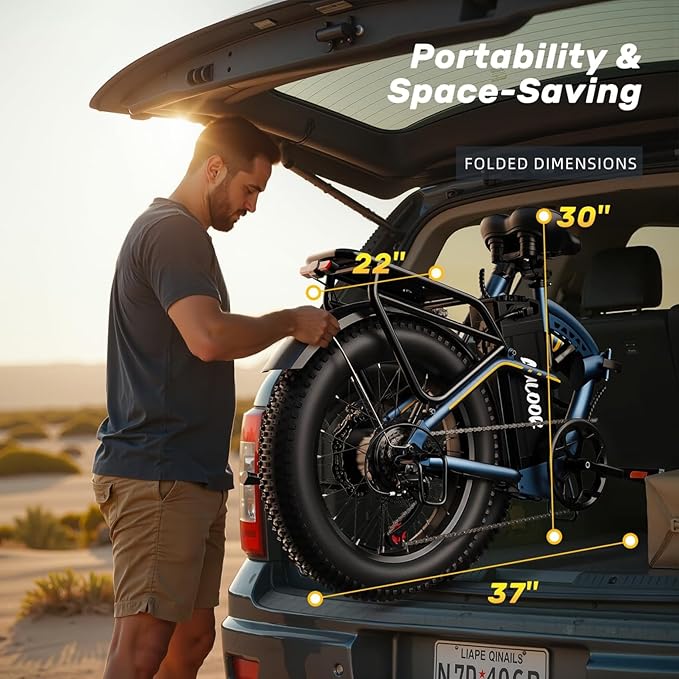 Folding Electric Bike for Adults and Seniors, 1000W Motor 48V 20AH Battery 30MPH 80 Miles, 20" Fat Tire All Terrain Ebike, 7-Speed Commuter E Bike, Step-Thru Electric Bicycle for Women and Teens
