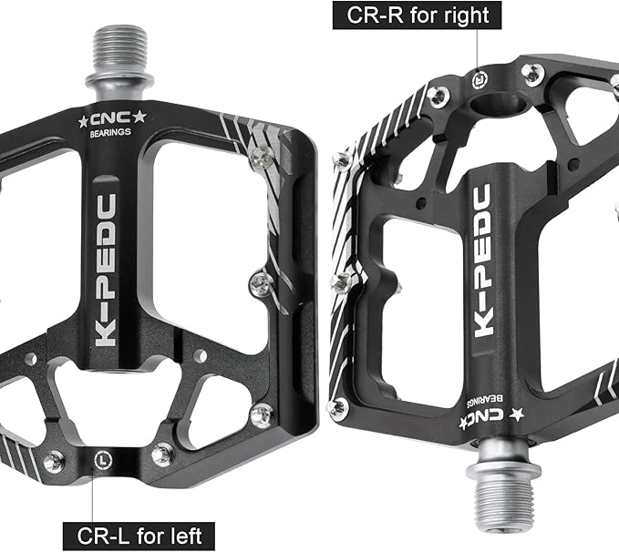 Bike Pedal Aluminum Alloy 9/16" Bike Pedal MTB Wide Platform Flat Non-Slip Bicycle Pedals with 3 Bearings for Mountain Bikes, Road, BMX