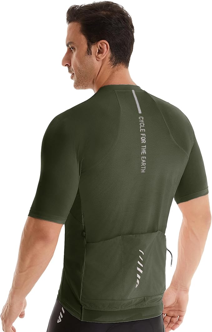 Wulibike Cycling Jersey Men Short Sleeve, Road Bike Shirts 1/4 Zipper with Pockets, Bicycle Clothing Breathable Quick Dry
