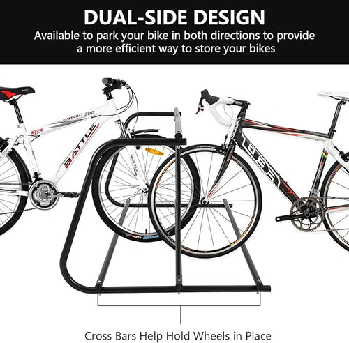 10-Bike Commercial Floor Rack, Heavy Duty Powder-Coated Steel Grid Organizer, Freestanding Double-Sided Storage for Garages/Storefronts/Schools