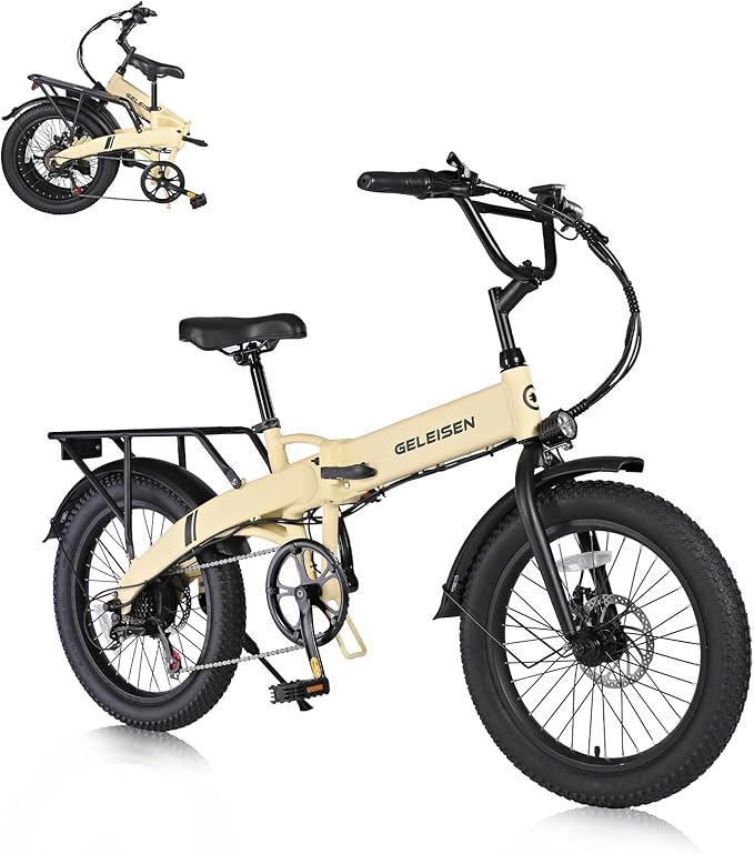 Folding Electric Bike for Adults, 20"×3.0 Fat Tire Electric Bicycle, 374.4Wh Battery Ebike, 20MPH Electric Cargo Bike with LCD Color Display & 6 Speed Gears (Fits for 5'0"+)