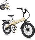 Folding Electric Bike for Adults, 20"×3.0 Fat Tire Electric Bicycle, 374.4Wh Battery Ebike, 20MPH Electric Cargo Bike with LCD Color Display & 6 Speed Gears (Fits for 5'0"+)