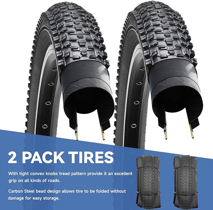 Hycline Mountain Bike Tire: 20/24/26/27.5-inch Folding Replacement High-Performance Wear-Resistant Bicycle Tires for MTB Off-Road Bike