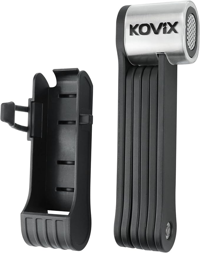 Kovix Folding Bike Lock,120dB Alarm Compact Lightweight High Security Anti-Theft Foldable Bicycle Lock with 3 Keys and Mount for E-Bikes Scooter Road Mountain Bike