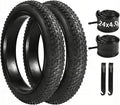 2 Pack 20x3.0/20x4.0/24x4.0/26x3.0/26x4.0 Fat Bike Tires and Tubes Set, 20 Inch All-Terrain Tires, for Mountain Ebikes Snow Bikes Beach