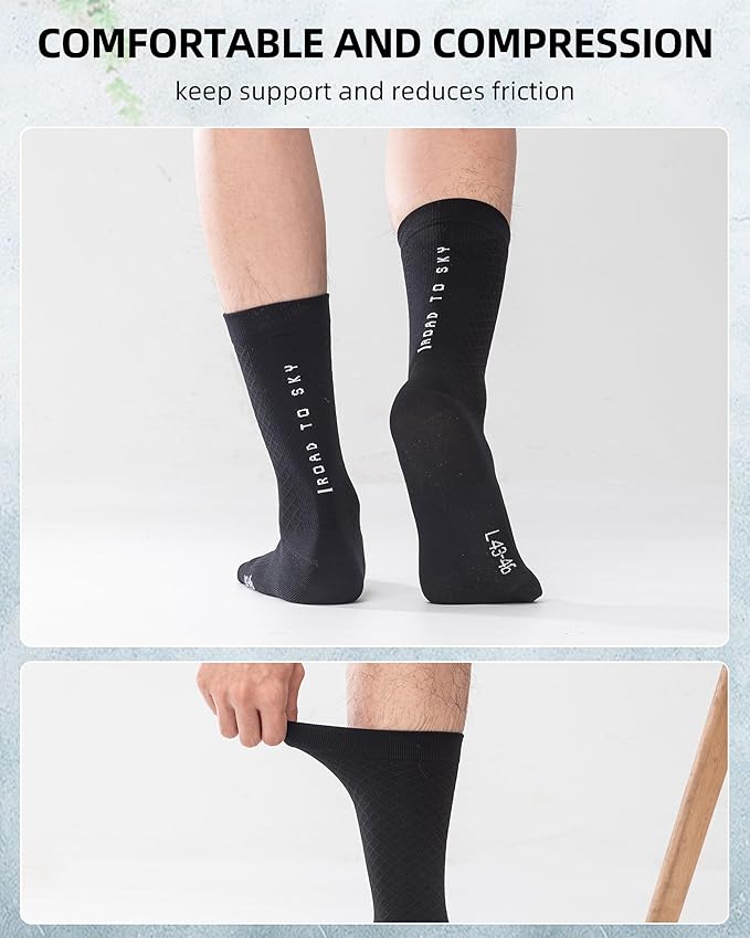 ROCKBROS Cycling Socks for Men Women Breathable Wicking Bike Socks, Compression Fit, Tall Crew, Road to Sky Series