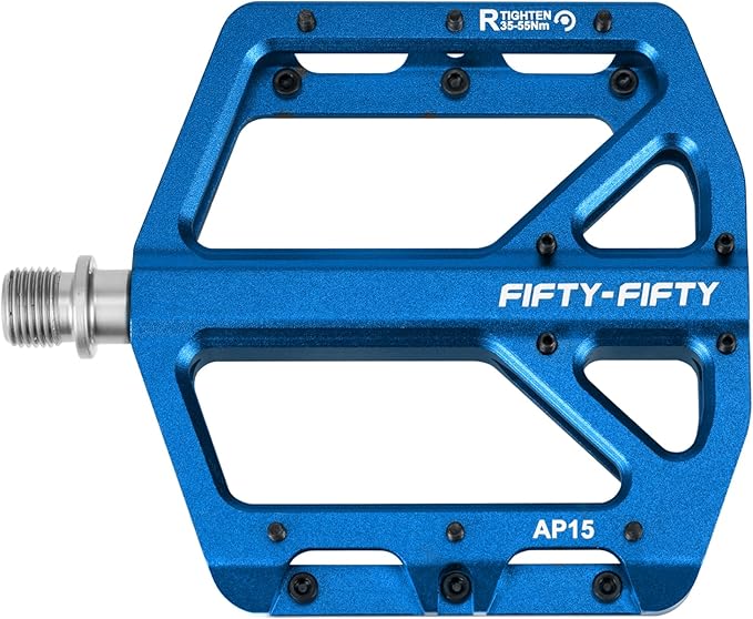 FIFTY-FIFTY Mountain Bike Pedals, Non-Slip and Aluminum Alloy Bicycle Flat Pedals, 9/16" Sealed Bearing, Lightweight and Wide Platform for All Mountain, Enduro, Downhill, E-Bike, MTB