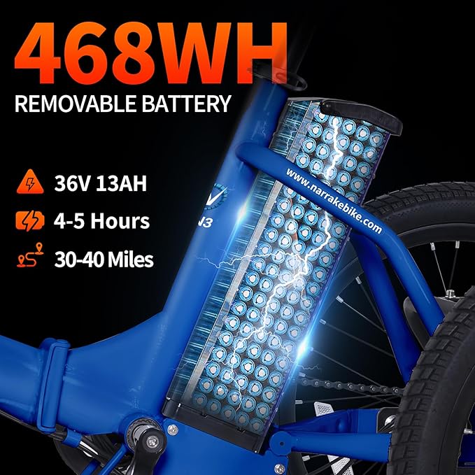 Electric Tricycle for Adults,Fat Tire Folding Electric Trike,3 Wheels Electric Bicycle Bikes, Peak 700W Step-Thru Etrike with 468WH Removable Battery and Large Basket for Women Men