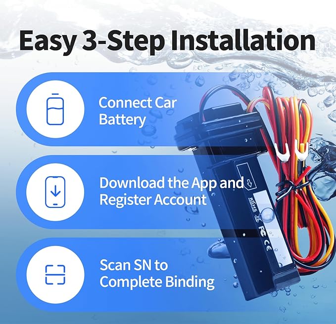 Wired GPS Tracker for Vehicles, No Monthly Fee, No Subscription with Real-Time Tracking, 4G SIM and Data Included, Trip History, GeoFence, Driving Alerts, IP67 Waterproof, Global Coverage