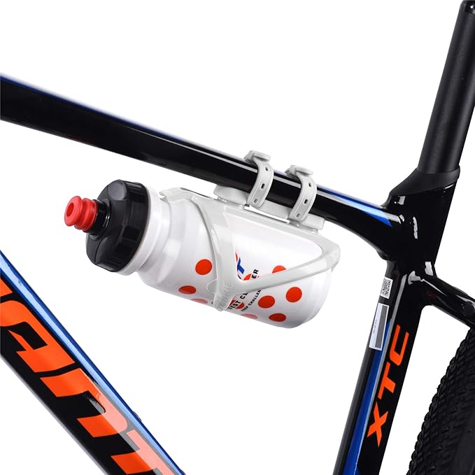Bicycle Bottle Cages, Plastic Bike Bottle Holder with Cage Mounting Base (White)