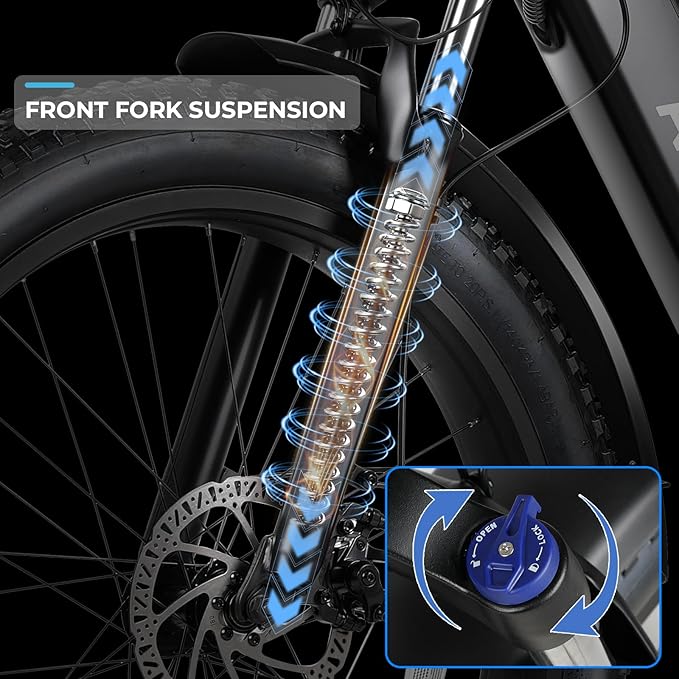 ANCHEER 26" Electric Bike for Adults, 1000W Peak Motor, 28MPH Speed, 60 Miles, 48V 15Ah Removable Battery, Fat Tire Electric Bike Off-Road EBike for Men & Women, UL2849 Compliant, 7 Speed, RoverL/H