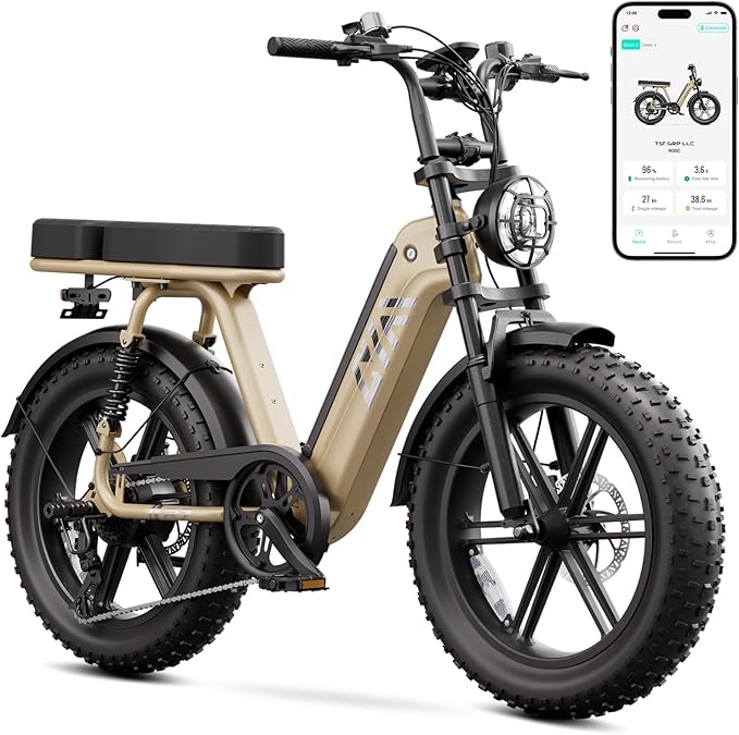 TST Electric Bike for Adults, 1500W Peak Motor Ebike with 48V 15Ah Built-in Battery, 60 Miles Range 28 MPH Electric Bike, 20" Fat Tire E Bike with 7 Speed
