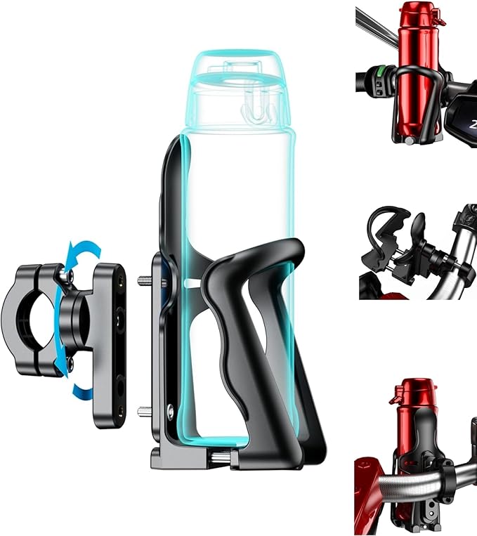KEWIG Bicycle Water Bottle Holder for Bike & Motorcycle, Adjustable Bike Water Bottle Cages Fit for Diameter 2'' - 3'' Cup, Compatible with Handlebars or Tubes 20mm to 35mm in Diameter