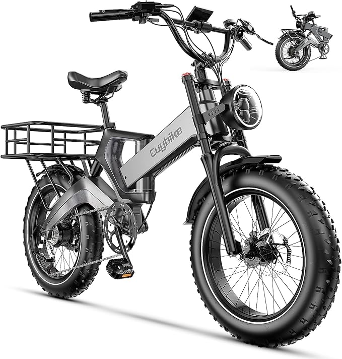 3000W/2000W Peak Dual Motor/Single Motor Foldable Electric Bike for Adults, 52V 30Ah Removable Battery, 35 MPH & 120 Miles, 20"x4.0" Fat Tire Mountain Bicycle, Magnesium Alloy Frame Dirt Ebike