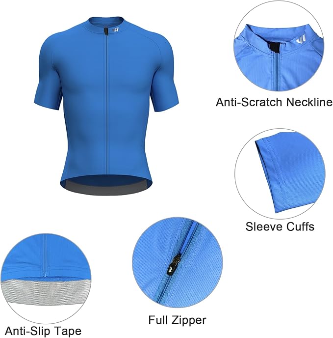 Lo.gas Cycling Jersey Men Short Sleeve, Road Bike Jerseys Full Zipper with Pockets, Bicycle Clothing Breathable Quick Dry
