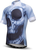 Men Cycling Jersey Skull Bike Short Sleeve Tops Quick-Dry Reflective 3-Pockets S-3XL