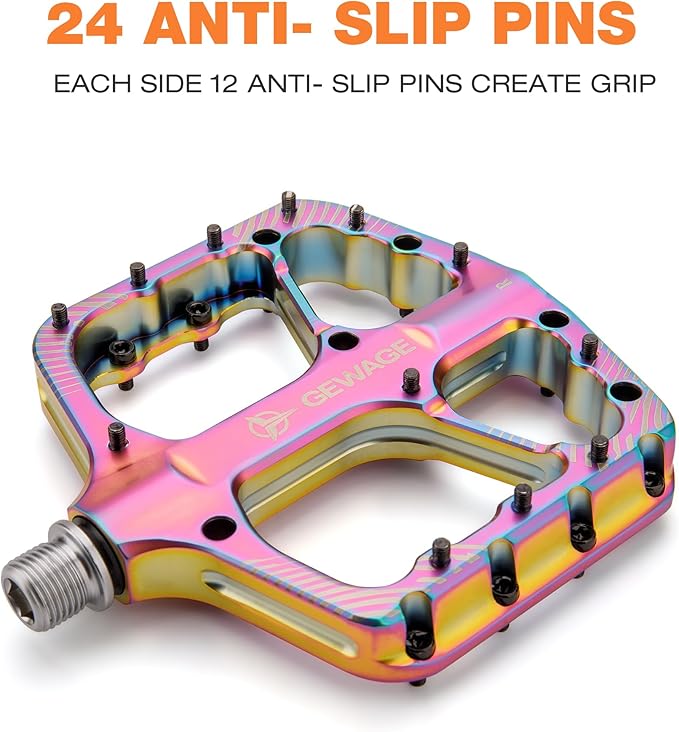 Mountain Bike Pedals -Bicycle Flat Pedals Aluminum 9/16" Sealed Bearing -Wide Platform for Road Mountain Gravel BMX MTB Bike Ideal for Downhill & Trail