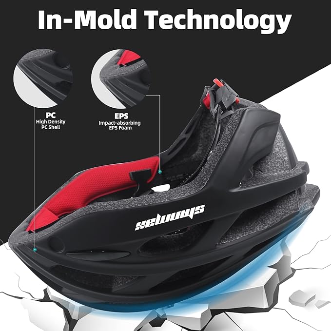 Shinmax Bike Helmet, CPSC/CPC Bike Helmet for Adult Men Women with Magnetic Goggles&Led Back Light Cycling Helmet Adjustable SM-T69
