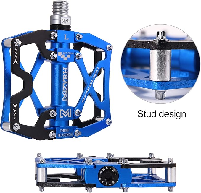 MZYRH Mountain Bike Pedals, Ultra Strong Colorful CNC Machined 9/16" Cycling Sealed 3 Bearing Pedals