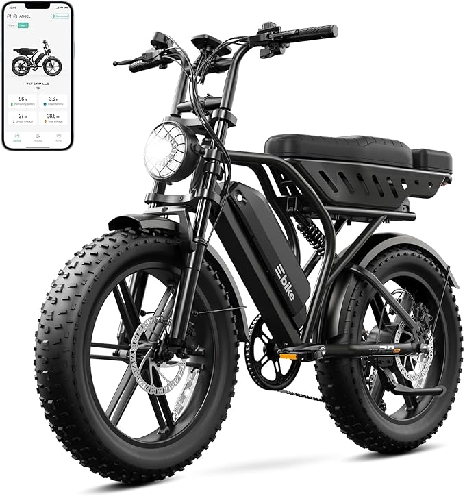 TST Electric Bike for Adults 1500W Peak 20" Fat Tire All-Terrain E-Bike 60/130 Miles 28 MPH Electric Dirt Bike - 48V 15/30 AH Battery Tested to UL 2849 Powered Electric Bicycle