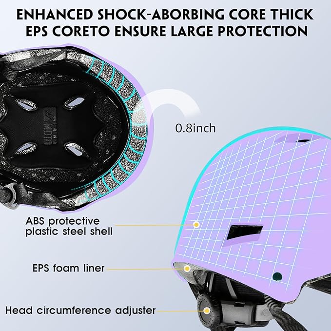 Skateboard Helmet for Adults - Adjustable Certified Safety Adults Helmet for Skateboarding Bike Bicycle Scooter Cycling Skate Skating Multisport Helmets for Women Men Boys Girls Kids Youth