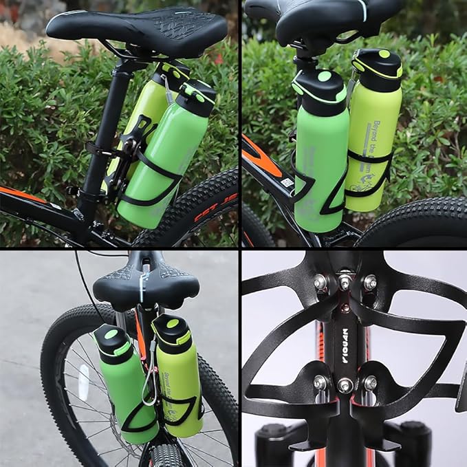 Bike Bottle Cage Adapter, Aluminum Alloy Double Headed Bicycle Bottle Cage Extender High Hardness Adjustable Bottle Mount Seat Post Water Bottle Holder with Installation Tool for MTB Road Bike