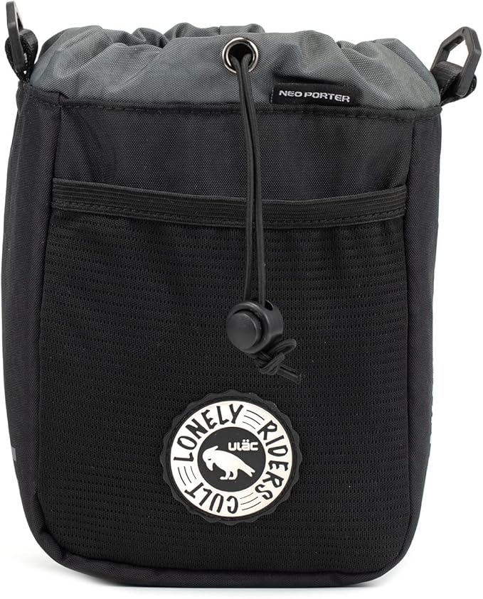 ULAC NEO PORTER C-HOLD Bike Feed Bag for Top Tube, Handlebar, Stem and Saddles (Black-Grey, Large)