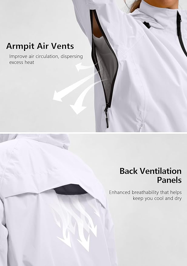 Bikewa Women's Cycling Rain Jackets Waterproof Windbreaker Lightweight Running Windproof Reflective Jacket Packable Hooded