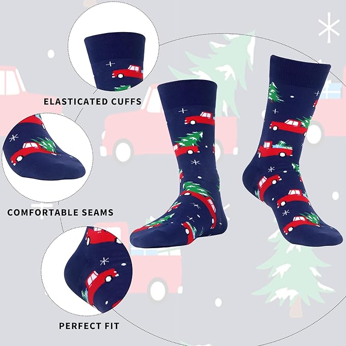 WeciBor Men's Dress Funny Crazy Colorful Novelty Combed Cotton Crew Socks 12 Pack - Size 7-10/10-13/13-15