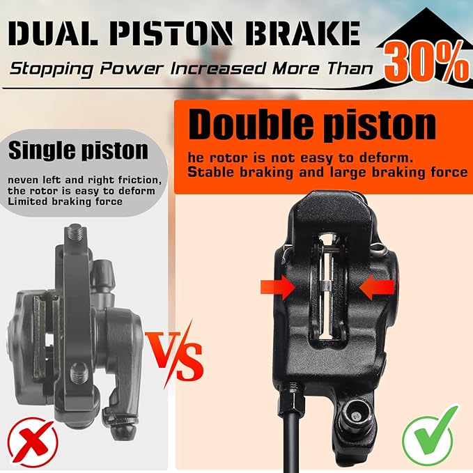 BUCKLOS MTB Hydraulic Disc Brakes, Mountain Bike Left Front 800mm Right Rear 1450mm Hydraulic Brake Set Aluminum Alloy Levers with Calipers PM/is Adapter Fit EBike/Fat Bike